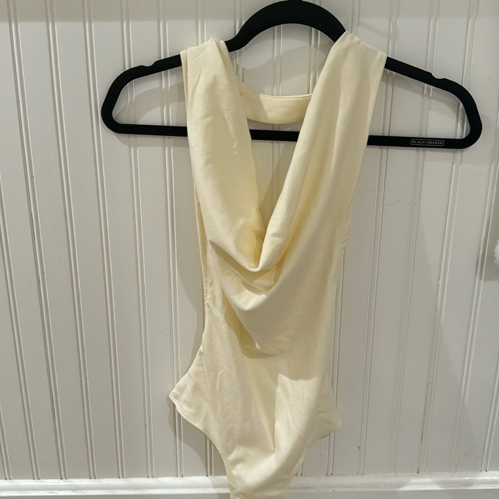 WeWoreWhat white/cream halter bodysuit NWT